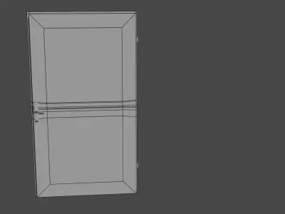 wooden glass door Low-poly 3D model
