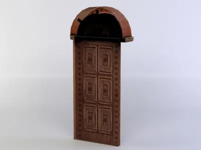 Door wooden Low-poly 3D model 2