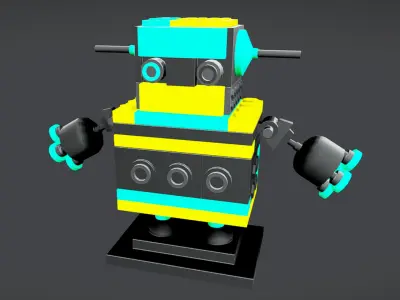 Brick Toy 3D - Low Poly - Warrior Robots Low-poly 3D model