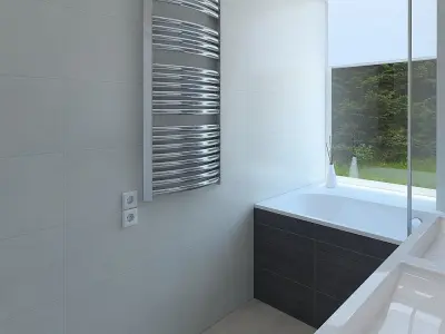 Amazing bathroom with dark mozaik  tiles 3D model