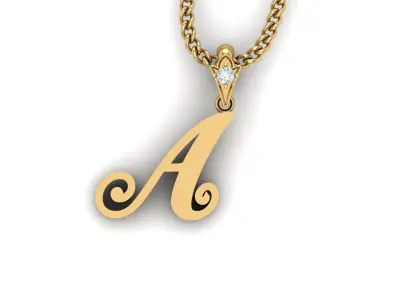 Alphabet V3 Light Gold  Font Pendant A 3D print model