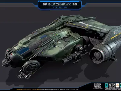 Black Hawk Bomber - B3 Low-poly 3D model