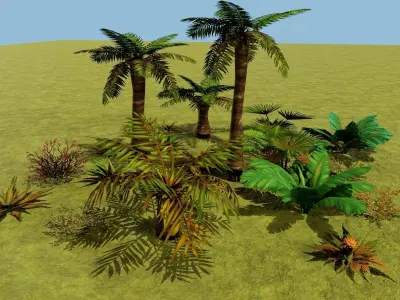 Tropical plants Low-poly 3D model