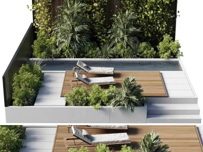 Landscape Furniture Backyard with Pool 29  3D model