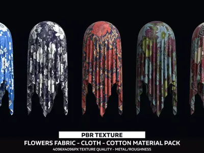 Flowers Fabric - Cloth Texture - Material Pack - SBSAR  Texture
