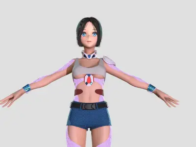 Android girl 3D model PBR Low-poly game Low-poly 3D model