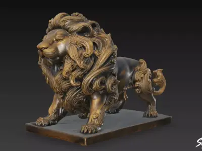 Lion Statue V48 Low-poly 3D model