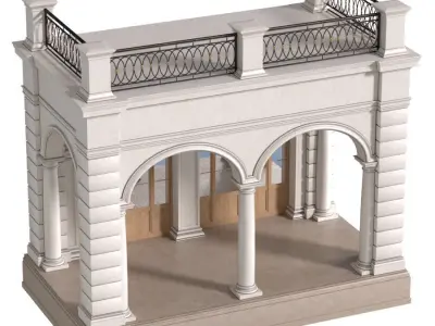 Facade with arched openings and a balcony Arched Entrance 3D model