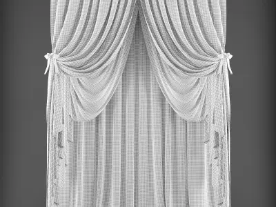 Curtain with bows Low-poly 3D model