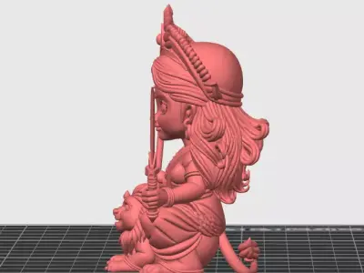 Goddess Durga Chibi Style Hindu Warrior Goddess FDM Resin Ready 3D print model