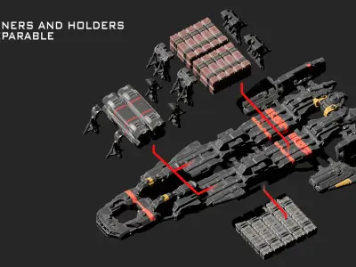 Cargo Spaceship Low-poly 3D model by purbosky