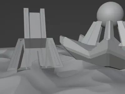 Sci-Fi building pack - 3 buildings Low-poly 3D model