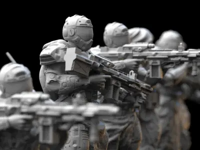 Scifi Infantry Squad 3D print model