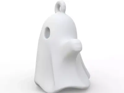 Halloween Ghost Keychain 3D Print  Simple Loop Attachment 3D print model