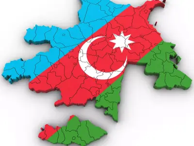 3d Political Map of Azerbaijan 3D model