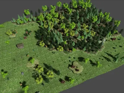 low poly forest landscape Low-poly 3D model