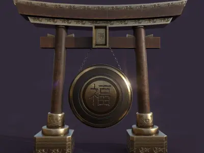 Japanese Gong Tori Low-poly 3D model