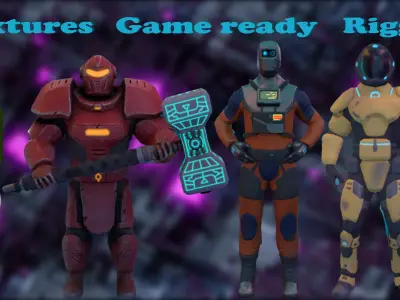 Tech Titans Guardians of the Sci-Fi Galaxy Rigged 3D Model Pack