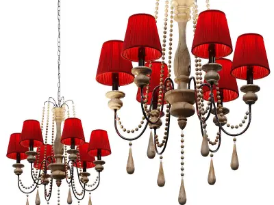 Chandelier Loft designe 1151 with lampshades 3D model
