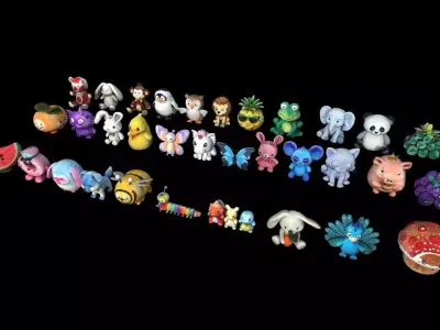 Plushy Toys Pack Low-poly 3D model