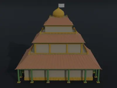Cartoon Fairy Tail Guild Building Polygonal Style Low-poly 3D model