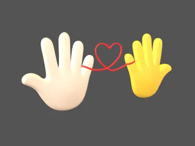 Hand with Red Line Icon v1 012 Low-poly 3D model