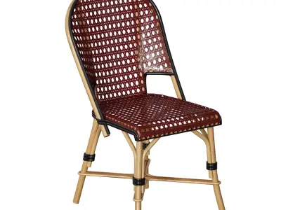 Garden Wooden Wicker Rattan Chair 3D model