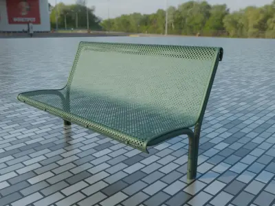 Green Park Bench 3 - Low-Poly Version - Low-poly 3D model