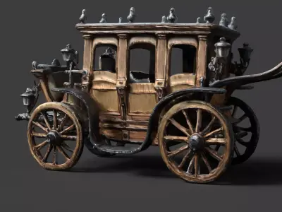 Chinese Ancient Carriage Figure   Low-poly 3D model