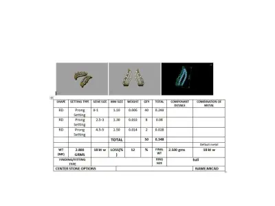 Daimond Earrings 3DM STL OBJ FBX Render Details 3D print model purchase