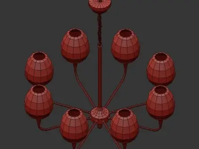 AX373 chandelier made of brass with glass shades 3D model
