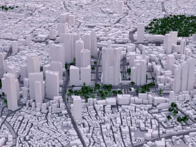 Tokyo Low-poly 3D model city and surroundings Low-poly 3D model