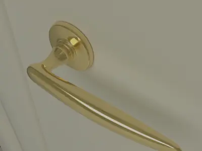 Doorknobs gold handle on wall 3D model