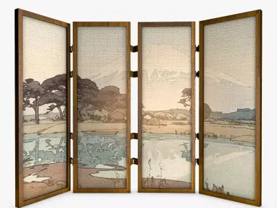 Japanese Shoji Screen Panel Room Divider Low Poly Low-poly 3D model