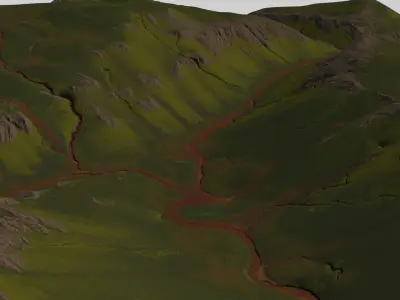 Landscape Forest Hills Low-poly 3D model