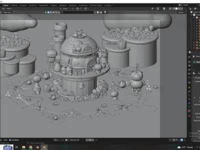 flower family Buildings Environment Assets made in Blender 3D Low-poly 3D model