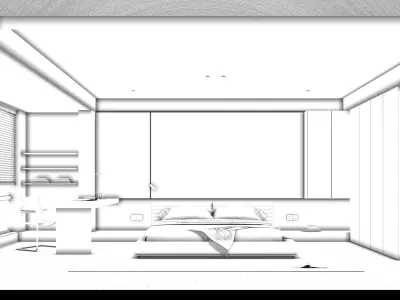 Minimalist Style Bedroom 3D Model 3D model