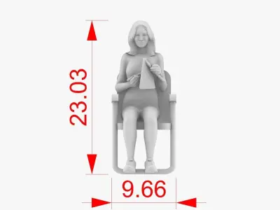 Woman knitting 3D print model