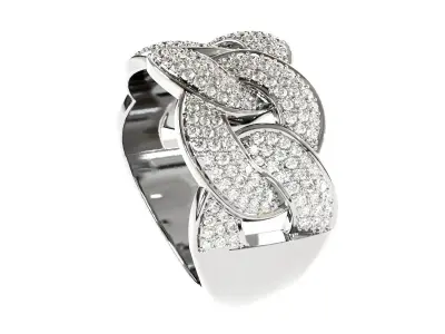 Cuban link half band ring 3D print model