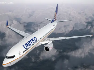  United Airlines Boeing 737-900 with Interior Rigged for Cinema 4D 