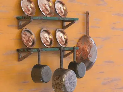 DIRT PLATES AND SAUCEPANS Low-poly 3D model