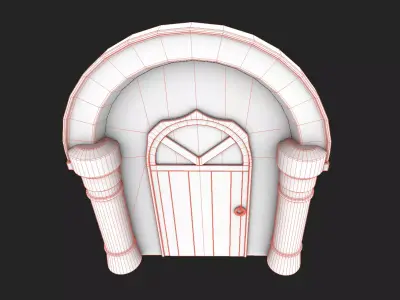 Stylized Medieval Door Game-Ready Low Poly PBR Low-poly 3D model