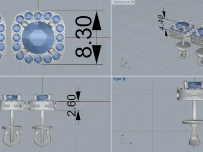 earrings with stones 3D print model