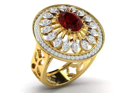 Yellow Gold Diamond Ring DR-6836 3D print model