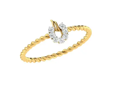 Light Weight Yellow Gold Diamond Ring  -EZ LR-15 3D print model