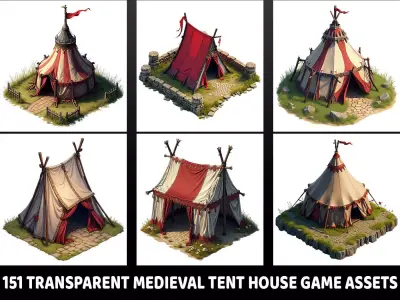 151 Transparent Medieval Tent House Game Assets Texture