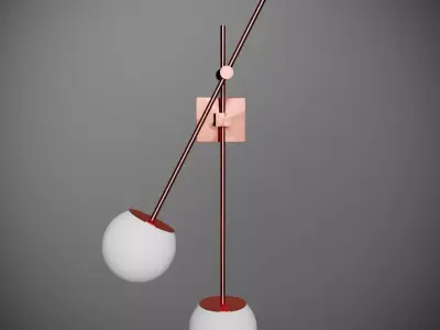 Lamp 3 model wall with two balls hanging from it 3D model