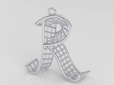 Pendant R alphabet 3D print model