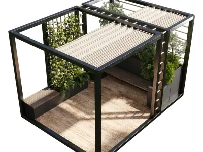 Landscape Furniture with Pergola and Roof garden 03 3D model