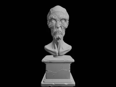 Ancient Alien Bust Mythic Extraterrestrial Sculpture 3D print model